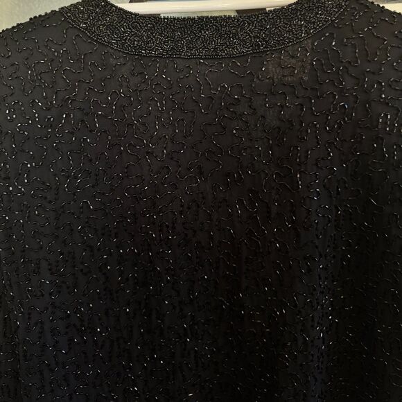 VTG Black Tie Silk Marina  Beaded Sequence Jacket ‎ XL/1X Beautiful! - Picture 9 of 12